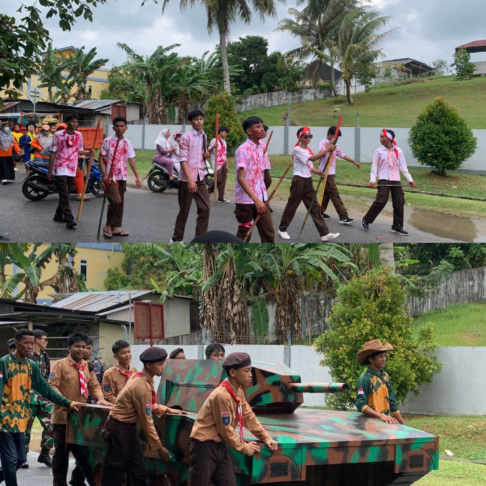 Suasana Hujan Deras, Pawai Pembangunan HUT RI ke 79 Terlaksana Sukses