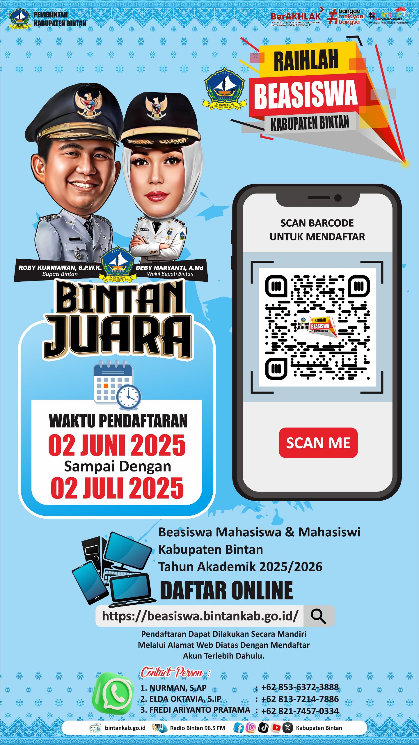 Bupati Bintan Kembali Buka Beasiswa D1 dan S1 untuk Tahun Akademik 2025–2026