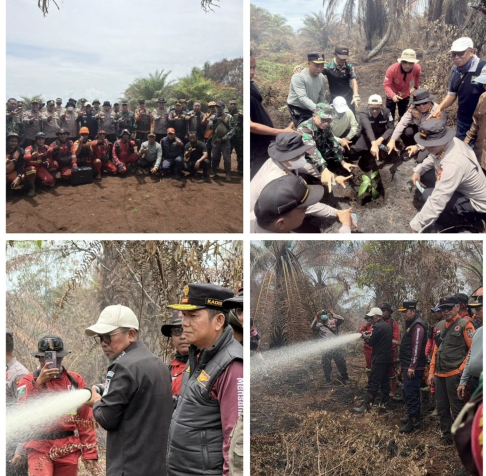 Bupati Zukri Tinjau Langsung Lokasi Karhutla di Teluk Meranti Bersama TNI-Polri